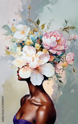 portrait of a young woman with flowers on her head