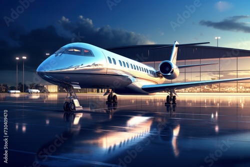 Luxurious Modern business jet. Travel corporate. Generate AI