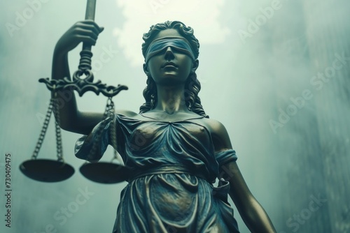 Statue of Lady Justice Holding Sword and Scale photo