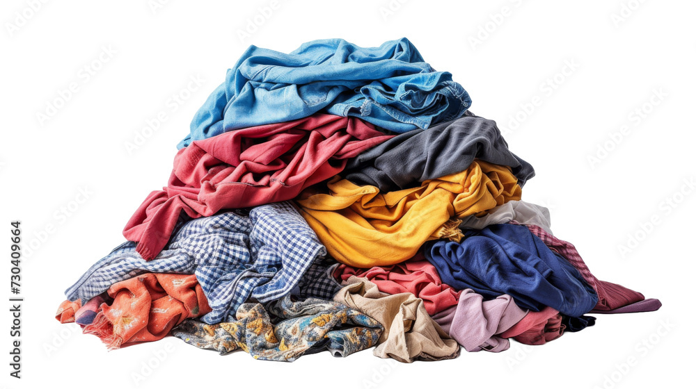 Pile of dirty laundry Isolated transparent background. PNG Format.