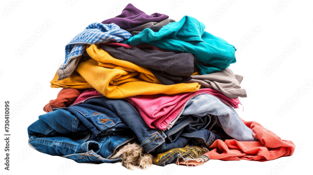 Pile of dirty laundry Isolated transparent background. PNG Format.