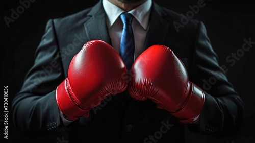 businessman in boxing gloves isolated on black © buraratn