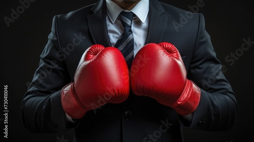businessman in boxing gloves isolated on black © buraratn