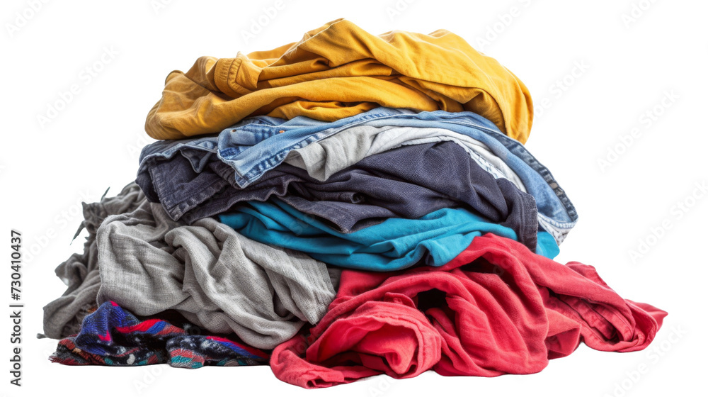 Pile of dirty laundry Isolated transparent background. PNG Format.