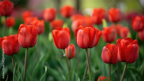 Red Tulips in Full Bloom