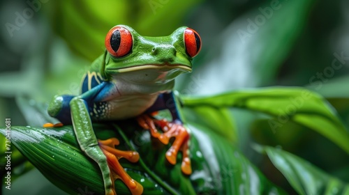 Red-eyed Tree Frog  Agalychnis callidryas  animal with big red eyes  in the nature habitat