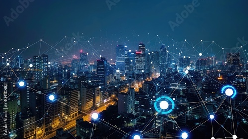 Smart city and intelligent communication network of things ,wireless connection technologies concept © buraratn