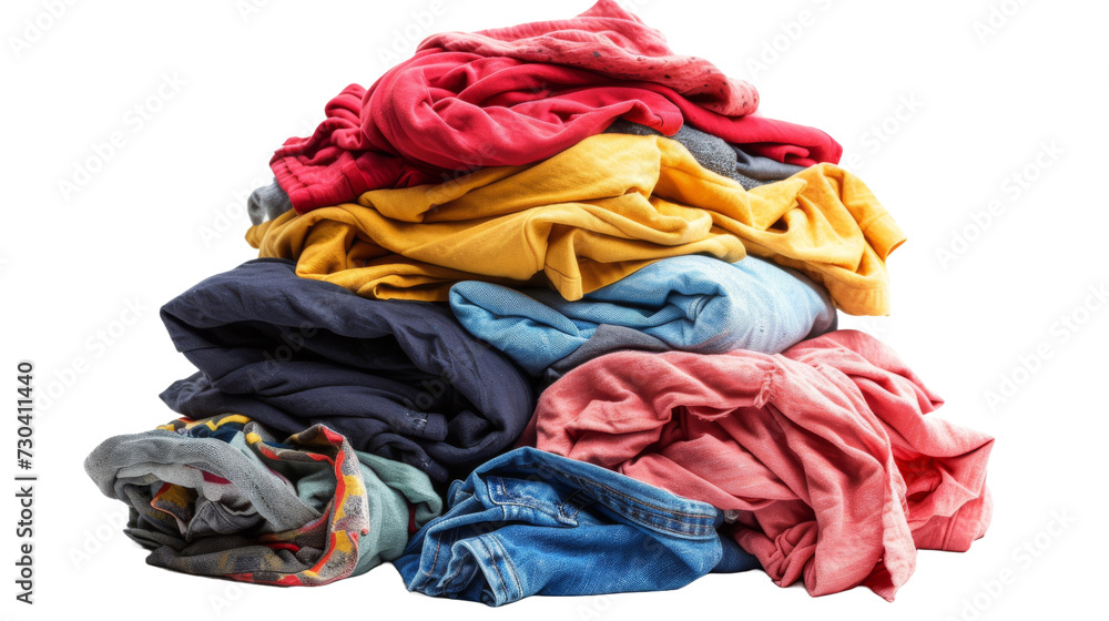 Pile of dirty laundry Isolated transparent background. PNG Format. - obrazy, fototapety, plakaty 