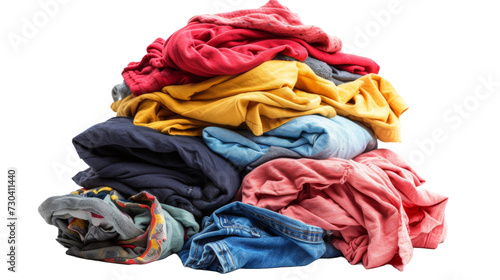 Pile of dirty laundry Isolated transparent background. PNG Format. photo