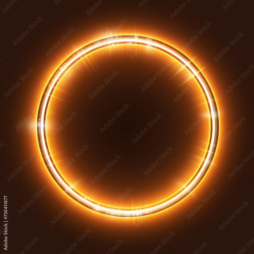 Tan round neon shining circle isolated