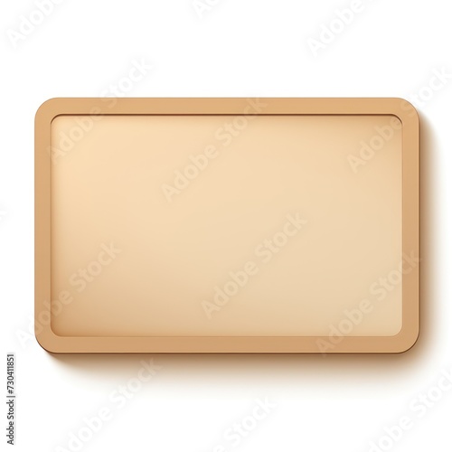Tan rectangle isolated on white background top view