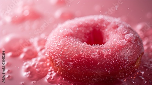 Close up of sugar Ring Donut  macro professional food shot of delicious donut background