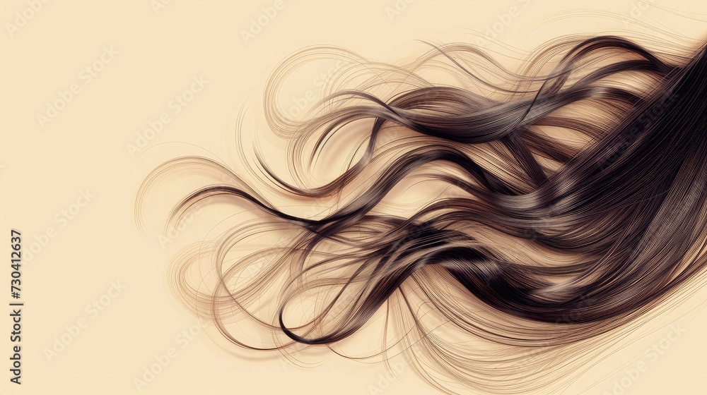 Lively hair on a beige background. Lively hair on a beige background.