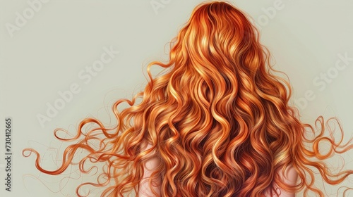 Portrait of a beautiful girl with luxurious curly long hair. Back view.