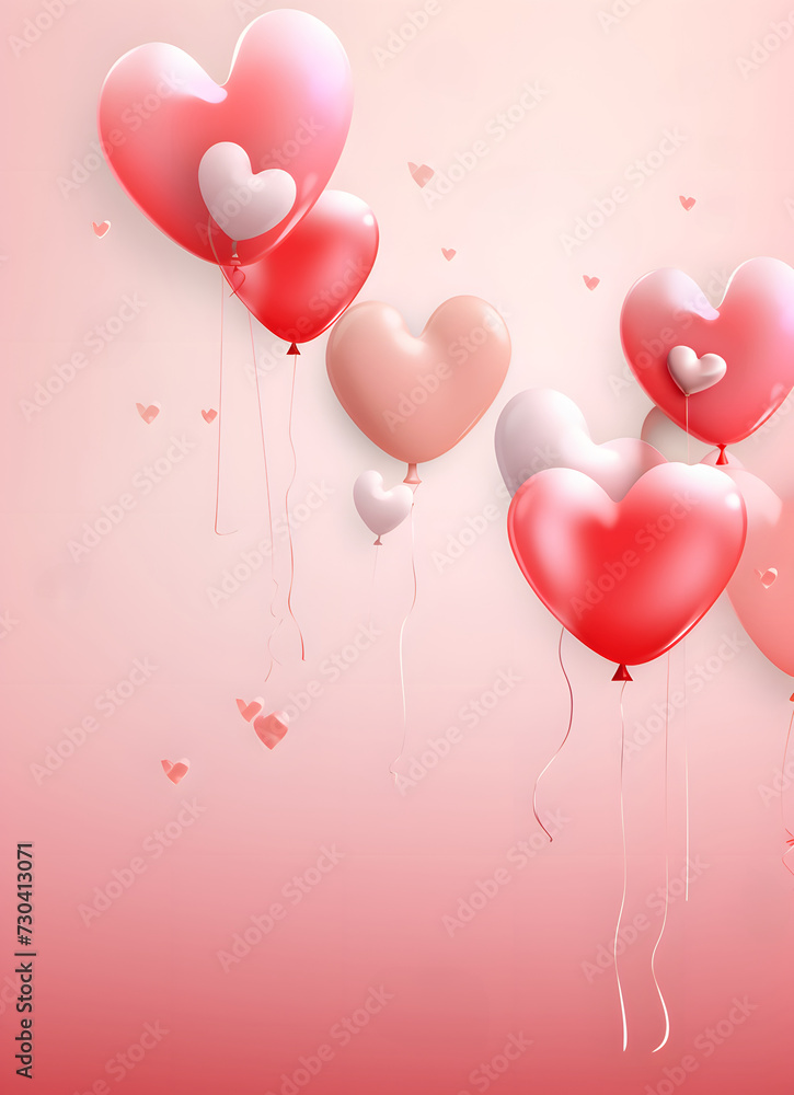valentine card with colorful hearts and paper cuts,
