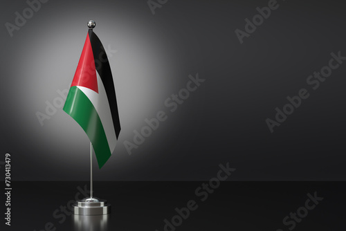Small Hashemite Kingdom of Jordan Flag in Front of Black Background, 3d Rendering