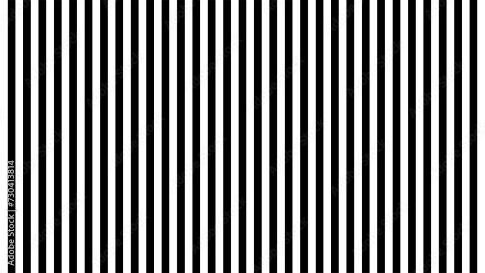 Black and white monochrome vertical stripes pattern. Simple design for a background. Uniform lines in contrasting tones creating visual rhythm and balance. Optical illusion. Vector. - obrazy, fototapety, plakaty 