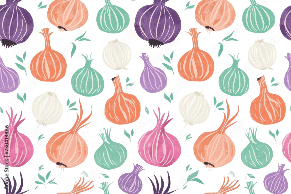 Fototapeta premium Pastel Vegetable Pattern on Transparent Background