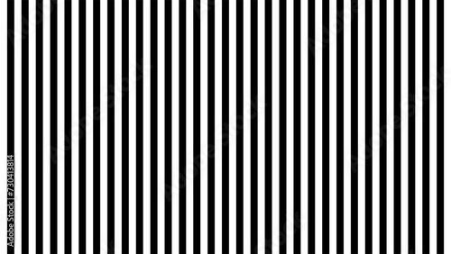 Black and white monochrome vertical stripes pattern. Simple design for a background. Uniform lines in contrasting tones creating visual rhythm and balance. Optical illusion. Vector. photo