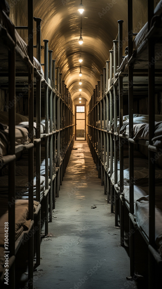 lensbaby photography of an empty, spooky, insane russian asylum, with empty beds, in the style of a 1980s horror movie poster