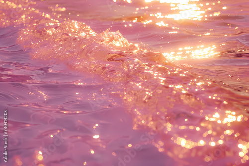 Sunset Reflections with pink water flowing in the water 