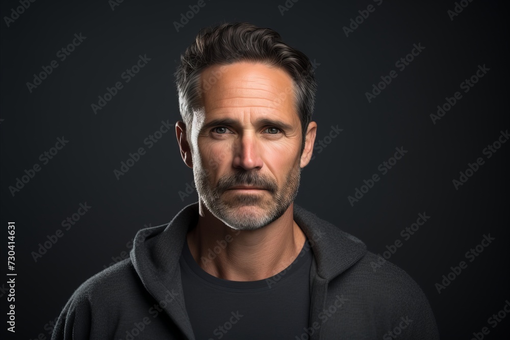 Portrait of a handsome middle-aged man on a dark background