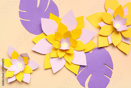 Colorful origami flowers an...