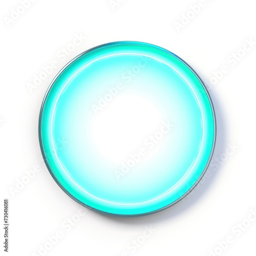 Turquoise round neon shining circle isolated