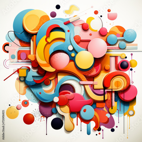 Abstract Colorful 3D Composition Artwork