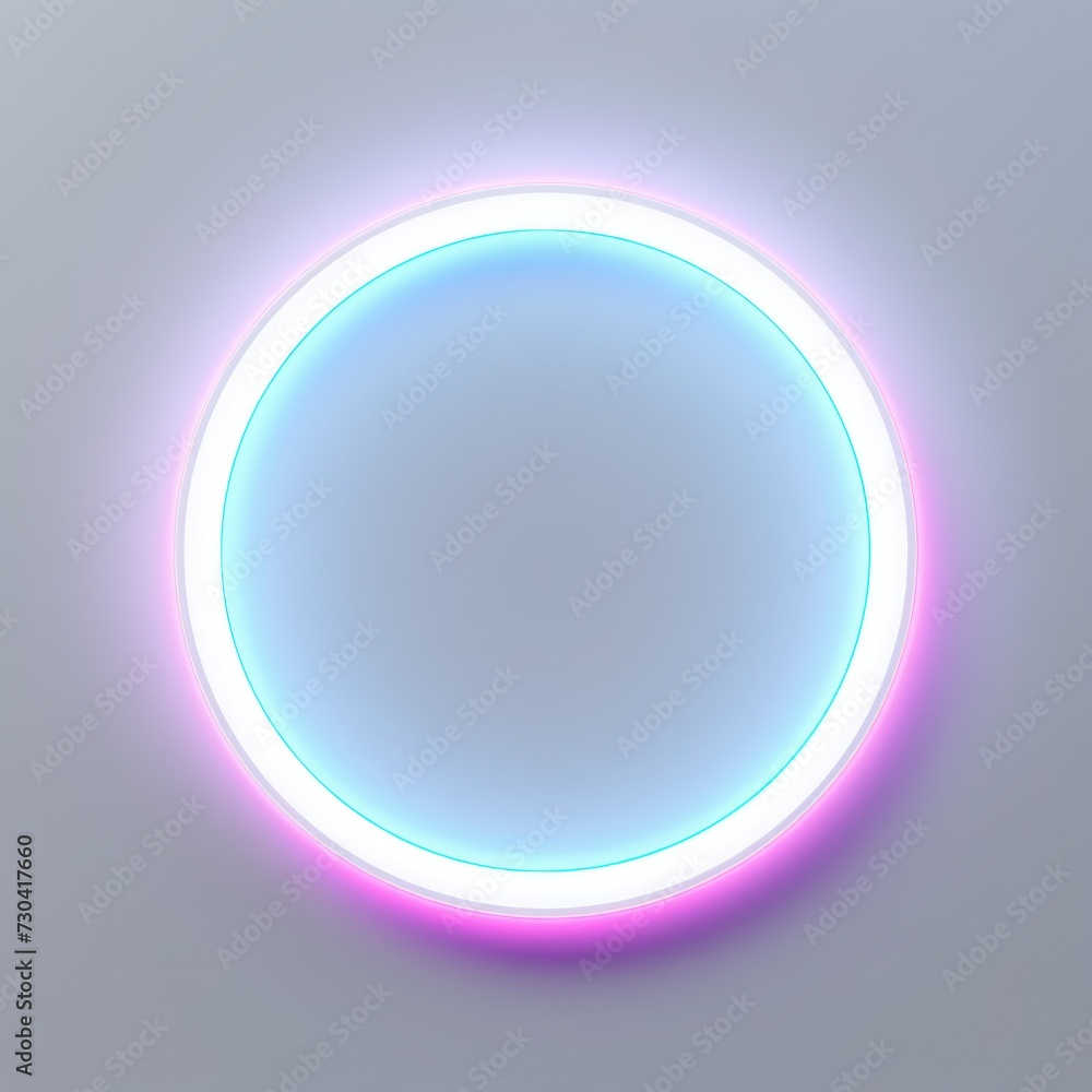 White round neon shining circle isolated on a white background