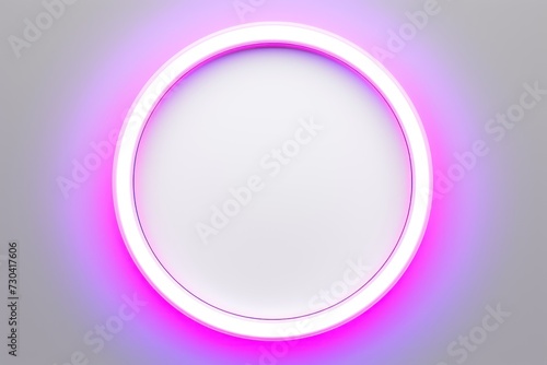 White round neon shining circle isolated on a white background