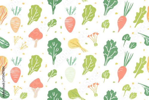 Pastel Vegetable Pattern on Transparent Background