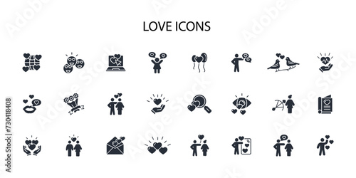 Love icon set.vector.Editable stroke.linear style sign for use web design logo.Symbol illustration.