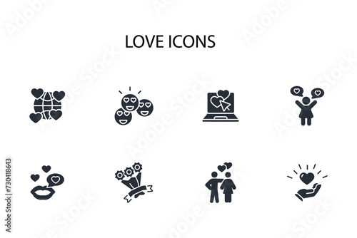 Love icon set.vector.Editable stroke.linear style sign for use web design,logo.Symbol illustration.