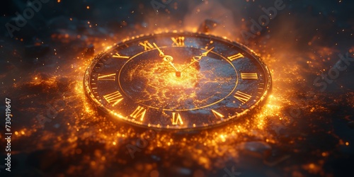 Golden Moments in Time  A Majestic Clock Swirling with Sparkles  Symbolizing the Eternal Flow of Time  Generative AI
