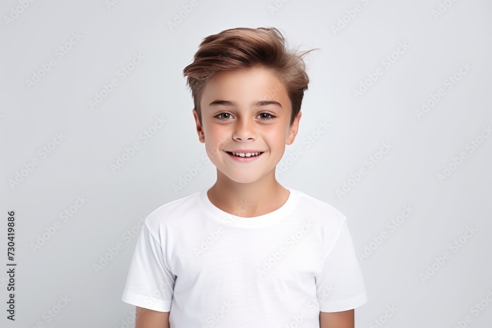 Portrait of a smiling little boy in white t-shirt. Portrait of a smiling little boy in white t-shirt.