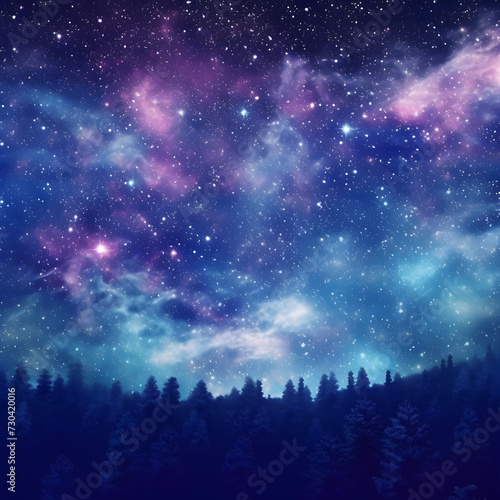 starry night sky, blue purple