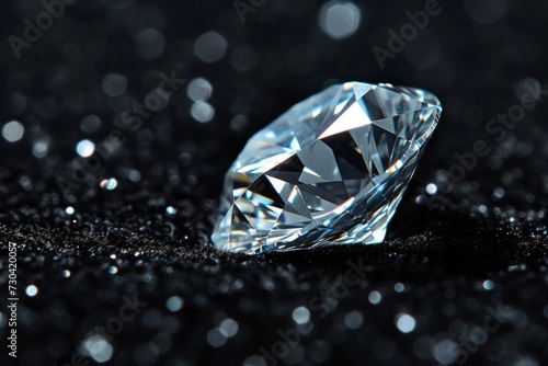 A sparkling diamond  isolated on a black velvet background.