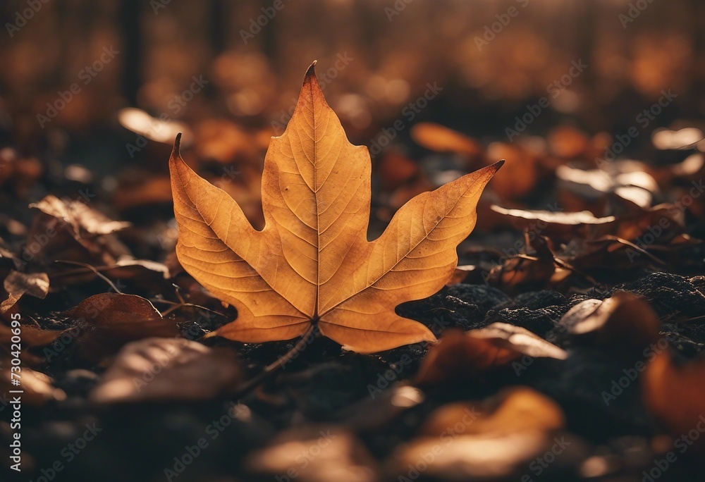 Autumn Leaf on Muddy Ground