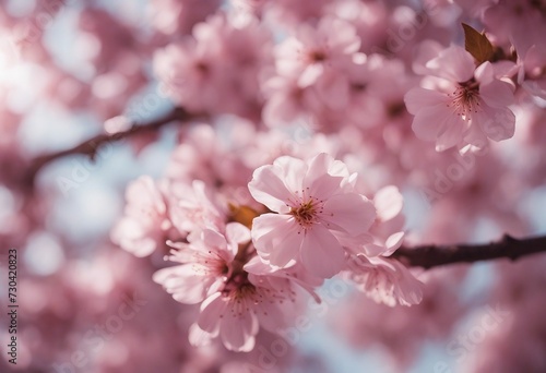 Cherry Blossom Flatlay Pink in Sunny Spring Day