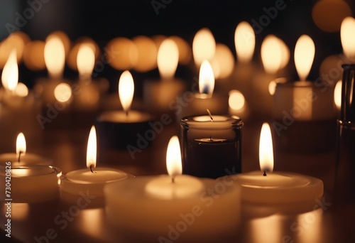 Numerous Candles Lighted Up Hot-Wax Angled in Night