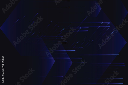 Abstract blue glowing background Shining hexahedron lines Dark empty scene blue neon searchlight light rays Futuristic technology concept Cover poster banner brochure Abstract geometric digital block