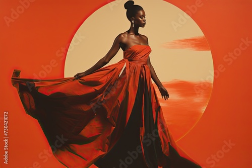 young african woman with dramatic light. modern photography art. 