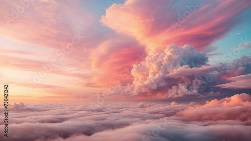 Heavenly Hues: A Journey Through Sunset Clouds. Generative AI Video. ProRes HQ 59.94 FPS available in 4K 16:9. photo