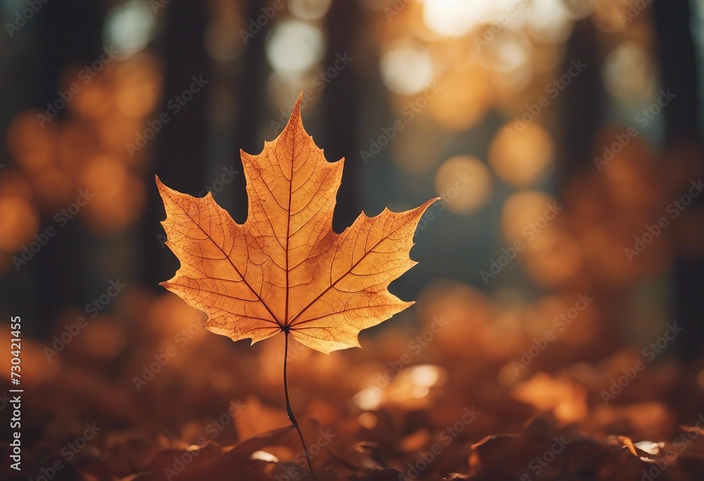 Maple Autumn Leaf flying orange foliage from tree on ground Maple Autumn Leaf flying orange foliage from tree on ground