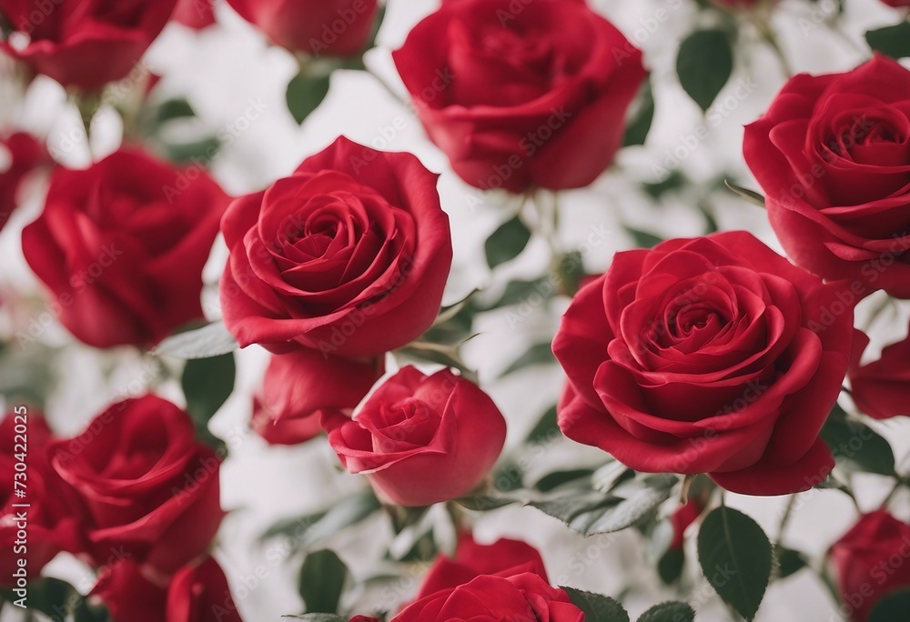 Roses Double Red on White Background Roses Double Red on White Background