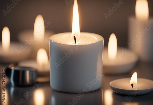 White Candles Ceramic Lit Angled