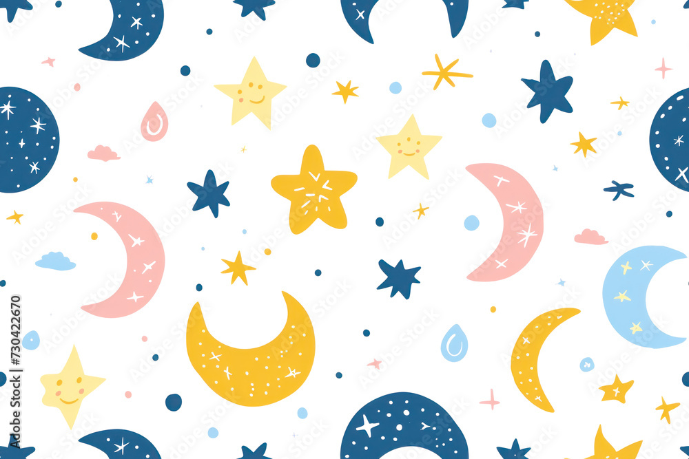 Fototapeta premium Pastel Night Pattern on Transparent Background