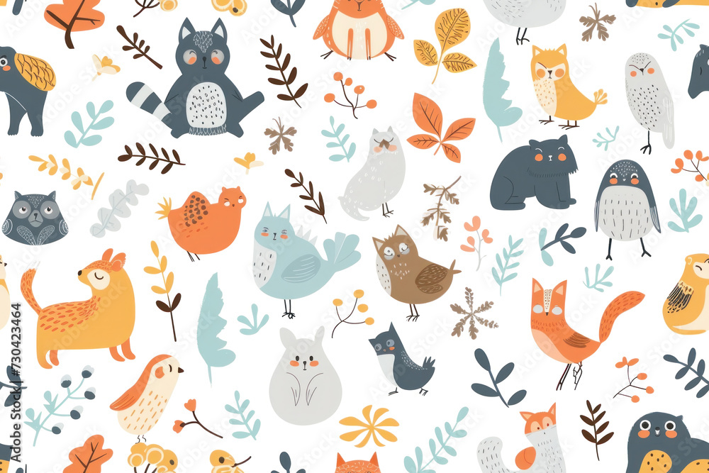 Seamless Night Pastel Animal Pattern Seamless Night Pastel Animal Pattern