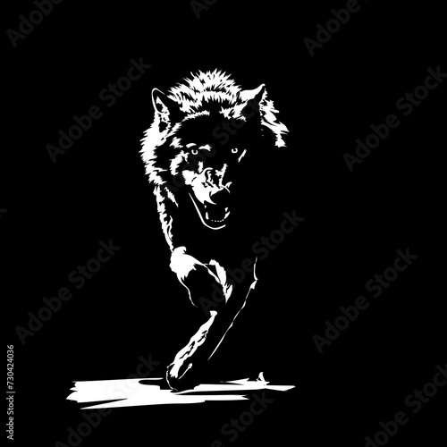 wolf on a black background